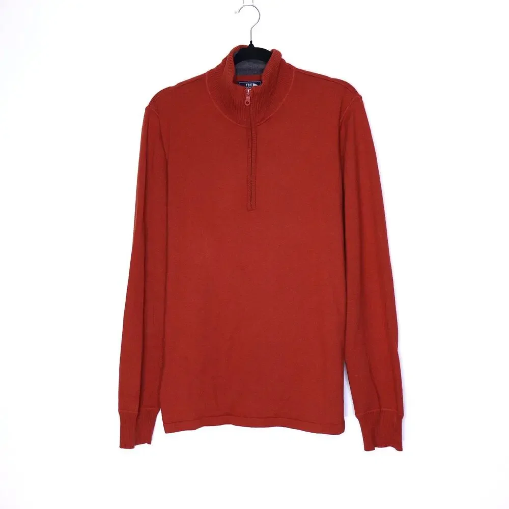 THE NORTH FACE All-Mountain 1/4 Zip Wool Sweater Pullover Red Orange Men's M